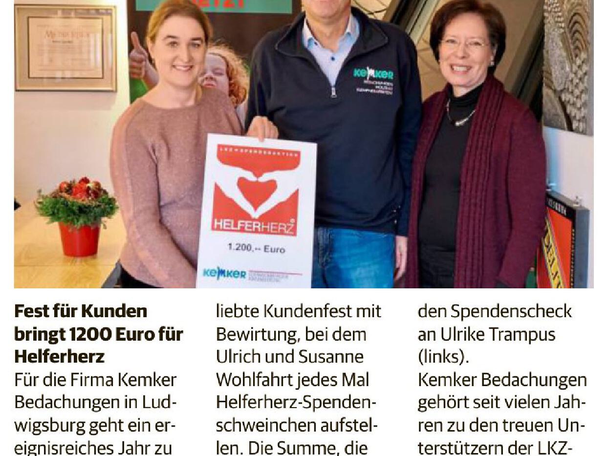 Fest für Kunden bringt 1200 Euro für Helferherz